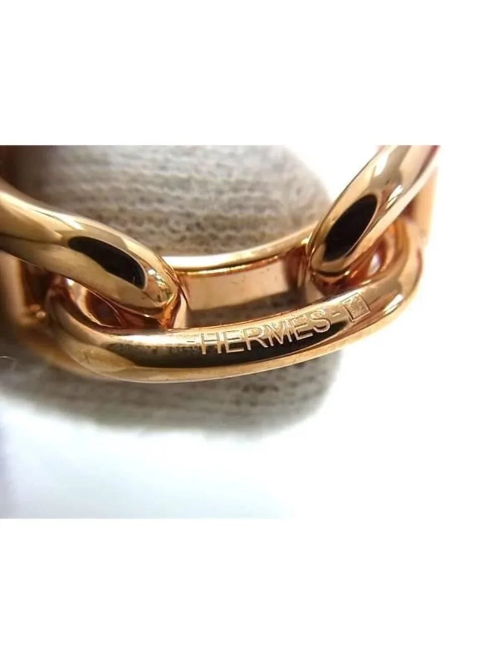 Hermes Chaine D'ancre Lucade Legato Scarf Ring Closure Pink Gold - Picture 3 of 3